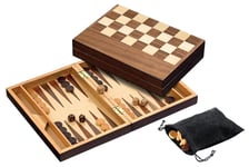 Chess Backgammon Checkers Set, field 32 mm, magnetic lock (2508)