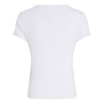 T-shirt FEMME Tommy Jeans coton en transition avec manches courtes et col v blanc