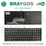 For HP ProBook 450 G5 455 G5 470 G5 UK Layout Laptop Keyboard With Backlight