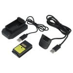 Vhbw Kit Play & Charge Compatible Avec Microsoft Xbox 360 Manette - 1x Chargeur, 1x Câble D'alimentation, 1x Batterie, Noir