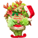 Guirlande de Noël en peluche Grinch pour porte d'entrée, décorations de jambes en peluche en toile de jute pour le corps d'elfe