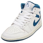 Nike Air Jordan 1 Mid Se Mens Fashion Trainers in White Blue - 7 UK