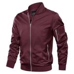 KEFITEVD Mens Windbreaker Jacket Thin Lightweight Track Jackets Spring Work Coats Wine Red, M