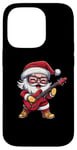 Coque pour iPhone 14 Pro Guitare Père Noël à bascule Cool Christmas Rock & Roll Musique