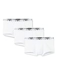 Emporio Armani Men's Basic-Essential Monogram 3-Pack Trunk Boxer Shorts, White/White/White, XXL (Pack of 3)