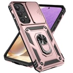 IMEIKONST Case Compatible with Samsung Galaxy A35 5G, Military Shockproof Protective Case with Magnetic Ring Kickstand Slim Fit Matte Back Hard PC Cover for Samsung A35 5G. Rose Gold JXT