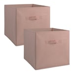 DII Lot de 2 bacs de rangement pliables en tissu non tissé - 33 x 33 x 33 cm - Rose millénaire