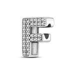 TINSLO 925 Sterling Silver Charms Beads Initial F Letter for Pandora Bracelet, Dangle Pendant Charms for Necklace and Bracelet Jewelry Gifts for Women Girls