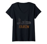 Womens Krakow Poland Polish Krakow Polska Souvenirs V-Neck T-Shirt