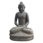 Statue jardin bouddha lotus méditation Gd format - Gris anthracite 60 cm