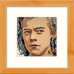 Lumartos, Harry Styles Contemporary Home Decor Wall Art Watercolour Print, Pine Frame, 10 x 10 Inches