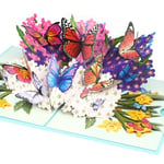 OFFCUP Butterfly Flower Pop up Card, Butterfly Card, 3D Foldable Flower Birthday Card Unique Gift for Mother Wife Daughter Girl Women Anniversaries Valentines Birthday