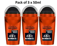 3x L'Oreal Men Expert Thermic Resist 48H Anti-Perspirant Roll On Deodorant 50ml