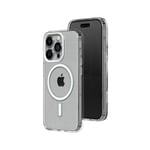 RhinoShield Coque Clear Compatible avec Magsafe pour[iPhone 15 Pro Max]|Force magnétique supérieure,Haute Transparence et résiste au jaunissement. Personnalisable-Blanc Contour objectifs Photo