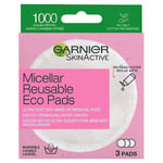 3 x Garnier  Skin Active Micellar Reusable Eco Pads 3 Pads