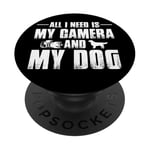 Tout ce dont j'ai besoin, c'est de mon appareil photo et de mon amoureux des chiens, maman, papa, garçons et filles PopSockets PopGrip Adhésif