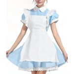 Kvinnors Fairytale Alice i Underlandet Cosplay Kostym Piga Klänning Halloween Fancy Dress Up Med Rosett Huvudbonad XL