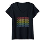 Womens Liverpool rock music English vintage England 70s V-Neck T-Shirt