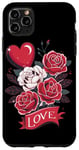 Coque pour iPhone 11 Pro Max Love Heart And Roses Présentoir floral romantique