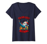 Womens Funny Santa Sleeping Christmas Eve To Do List Nothing V-Neck T-Shirt