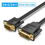 Vention Câble DVI vers VGA 1080P 60Hz DVI-I 24 5/24 1 Convertisseur adaptateur DVI mâle vers VGA mâle pour moniteur d'ordinateur portable Câble DVI VGA Cabl, Câble DVI-D vers VGA - 1,5 m