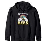 Life Is Better With Bees Rainbow Zip Hoodie