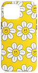 Coque pour iPhone 16 Pro Max Mignon Noir Blanc Esthétique Fleurs Floral Rétro Daisy Femmes