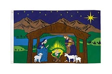 AZ FLAG Drapeau Crèche de Noël 150x90cm - Drapeau nativité - Jesus 90 x 150 cm - Drapeaux