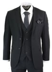 Paul Andrew Mens 3 Piece Plain Black Classic Retro Suit Canvas - Size 52 (Chest)