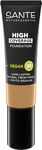 SANTE Naturkosmetik High Coverage Natural Foundation 04 Cool Beige Fond de teint végétalien avec peptides bio, avec un fort pouvoir couvrant et une finition naturelle, formule nourrissante et durable,