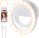 Ring Light Téléphone Portable, Anneau Lumineux Lampe Rechargeable Rotatif Avec Clip & Dimmable Pour Photo, Vidéo, Streaming, Maquillage, Youtube, Tiktok, Instagram, Réunion Zoom -B[Sma075023]