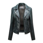 Veste Cuir Uni Moto Pour Femme Bomber Col Montant Similicuir Fit Grande Vêtements Xh459