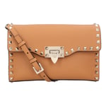 Valentino Garavani Womens Rockstud Crossbody Bag - Brown Calfskin - One Size