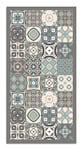 Panorama Tapis du Sol Vinyle Carreaux Ciments Bleu 60x110 cm - Tapis de Cuisine en PVC Linoléum Vinyle - Antidérapant Lavable Ignifuge - Tapis pour Cuisine Bureau Salon - Protection du Sol