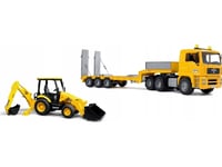 Bruder 01654 Man Tga Med Lavt Tilhenger Og Jcb Midi Cx 027 Laster Og Gravemaskin