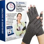 Doctor Developed Arthritis Gloves & Compression Gloves With Doctor Written Handbook - Compression Gloves for Men Women - Gloves for Arthritis, Pain Relief, Rheumatoid (Grey - S)