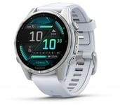 GARMIN – FENIX 8 43 MM, AMOLED SILVER WITH WHITESTONE SILICONE BAND (010-02903-00)