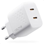 VOLTME Chargeur Double USB-C GaN III 35W Blanc, Chargeur Rapide Puissant USB C 2-Port PD3.0 & PPS Prise USB C Adaptateur Chargeur Prise USB C pour iPhone 14 13 12, Samsung S22 S21 S20 FE S10 - Blanc