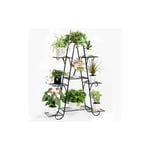 Étagère à Fleurs Fer Forgé Porte Plante Intérieur Extérieur Escalier Échelle Plante Fleur avec 9 Tablettes pour Maison Jardin Balcon Terrasse