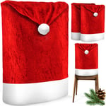 KESSER® Premium Set Housses de Chaises pour Noël Bonnet de Père Noël Housse de Chaise Décoration de Noël pour Chaises Housse Rouge / Blanc / 4 pièces