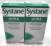 Systane Ultra Lubricant Eye Drops 10ml Dry Eye Relief Pack Of 2 / NEW