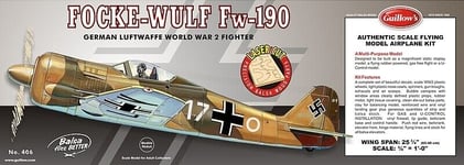 Focke-Wulf Fw-190 Flying Model Balsa Aircraft Kit 654mm Wingspan from Guillow's