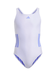 adidas Kids' 3 Stripe Swimsuit, Violet Blue