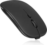 2.4Ghz & Bluetooth Mouse,Rechargeable Wireless Mouse For Samsung Galaxy Tab S7 Fe Bluetooth Wireless Mouse For Laptop/Pc/Mac/Ipad Pro/Computer/Tablet/Android Onyx Black