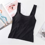 MAZS Tank Top Women Seamless Ice Silk Vest Crop Tee Padded Sexy Girls Camisole Lingerie Sleep