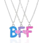 3st/ set Färgglada glitterhänge BFF Letter Friendship Halsband för 3 barn Flickor Vänskap Barn Smycken Present