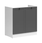 800mm Kitchen Sink Unit Cabinet 2 Door 80cm Cupboard Shaker Dark Grey Junona