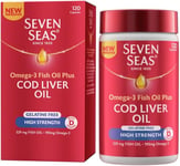 Cod Liver Oil High Strength Gelatine Free by Seven Seas Omega-3 Supplement 120