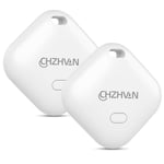 CHZHVAN Key Finder, Wallet Tracker Works with Apple Find My (iOS only), Replaceable Battery, Water-Resistant, Bluetooth Item Finder for Bags, Luggage, Pets & Backpack (White, 2 Pack)