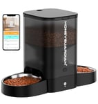 honeyguaridan 3.5L Distributeur Croquettes Chat Automatique 2 Bols opposés avec Detecteur Mouvement, 2.4G WiFi Distributeur Croquettes Chat Connecté, Nourrir à Distance pour Chats/Chiens